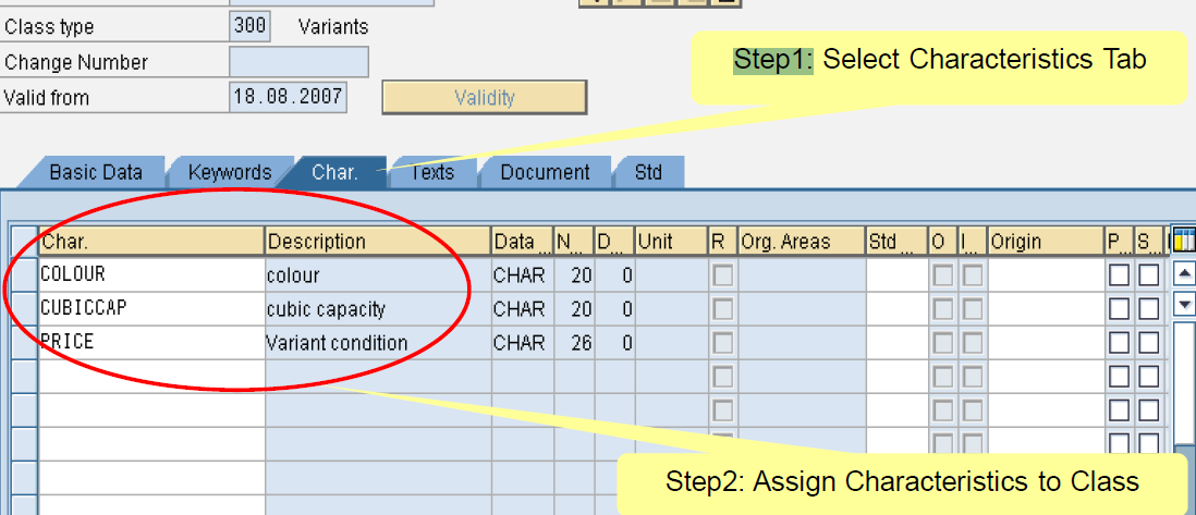 no value assignment transferred for the variant creating characteristic