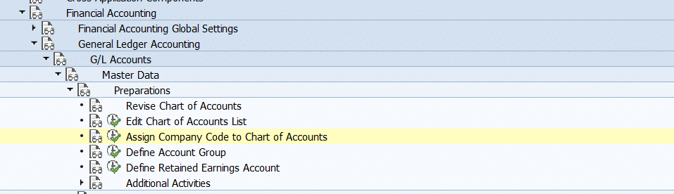 chart of accounts in sap tcode